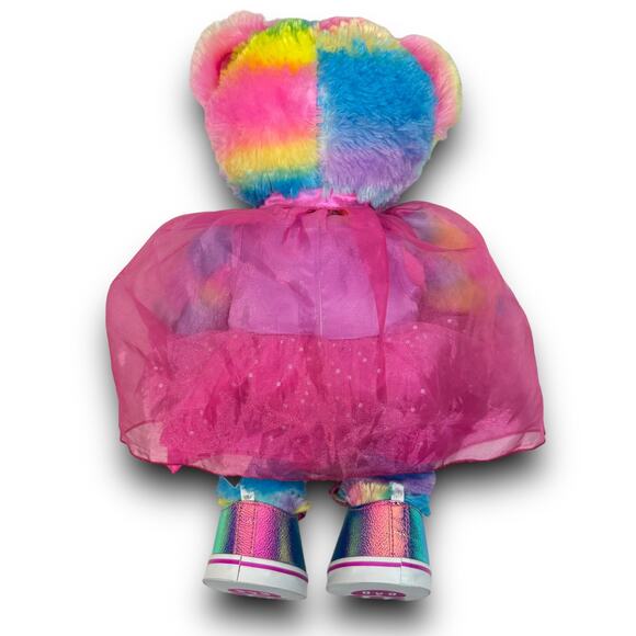 Build A Bear Rainbow Sparkle Pastel Striped Bear Outfit Stuffed Animal Plush 16" - Picture 5 of 6